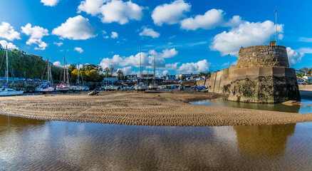 A view across the harbour at Saundersfoot, South Wales on a sunny day