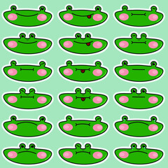 Different stickers with cute frogs
