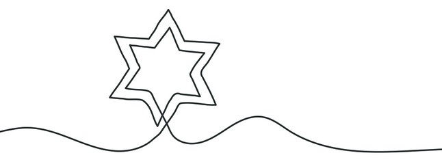 Continuous line drawing of star of David. Star of David line icon. One line drawing background. Vector illustration. Star of David continuous line icon
