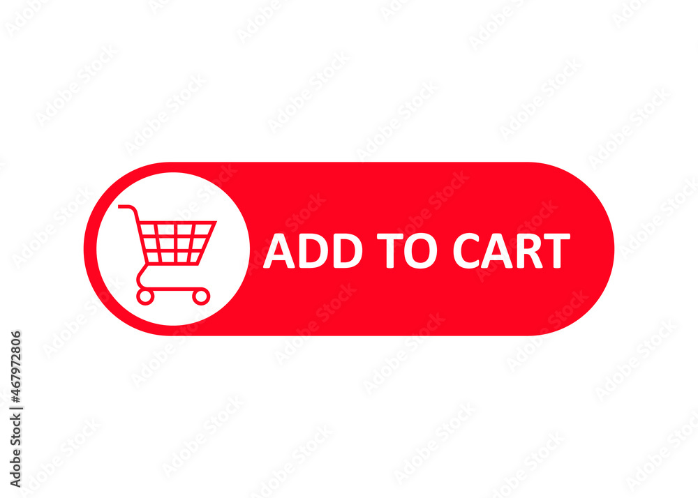 Poster add to cart button. shopping cart icon. isolated on white background. editable vector.