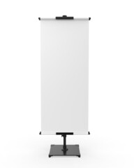 Blank Telescopic Poster Stand Features Two Printed Fabric Banners. 3d render illustration.