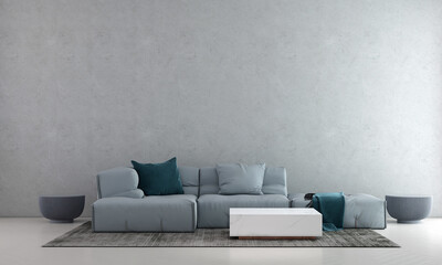 Fototapeta na wymiar Modern minimal living room and concrete wall texture background interior design