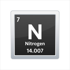 Nitrogen symbol. Chemical element of the periodic table. Vector stock illustration.