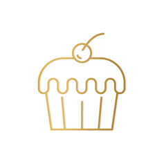 golden muffin, cupcake cake icon - vector illustration