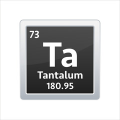 Tantalum symbol. Chemical element of the periodic table. Vector stock illustration.
