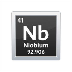 Niobium symbol. Chemical element of the periodic table. Vector stock illustration
