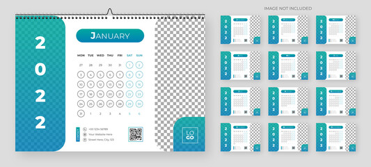 2022 calendar with simple design. vector of calender 2022.corporate desk calendar ready to print. week start on monday. sunday as weekend. good for daily log, business, timetable, planner, etc.