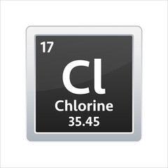 Chlorine symbol. Chemical element of the periodic table. Vector stock illustration