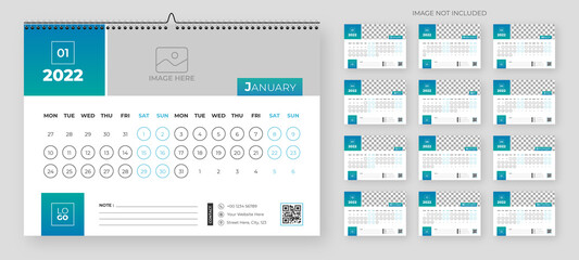 Desk Calendar 2022 Template Design, Creative Calendar 2022