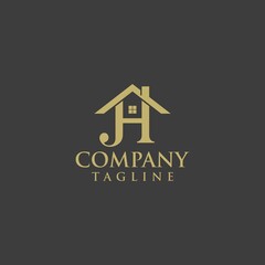letter JH home logo design template