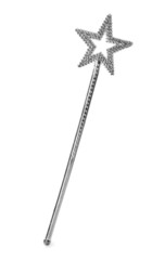 Beautiful silver magic wand isolated on white