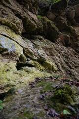 The rocky fairy mountains are golden