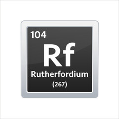 Rutherfordium symbol. Chemical element of the periodic table. Vector stock illustration