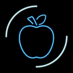 Apple neon sign, modern glowing banner design, colorful modern design trend on black background. Vector illustration.