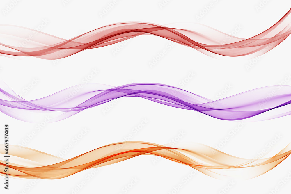 Poster abstract colored wave set. colored smoke wave. transparent color wave. wavy design, pattern.