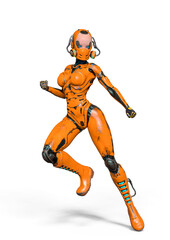 super gynoid in action pose