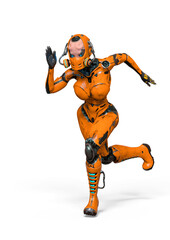 super gynoid is running in action