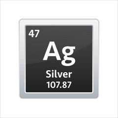 Silver symbol. Chemical element of the periodic table. Vector stock illustration