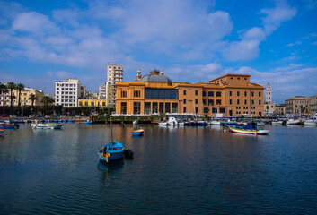 Fishing boats in the harbor of Bari at the Italian coast - travel photography