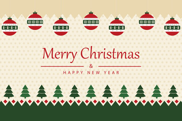 Christmas and Happy New Year greeting card background