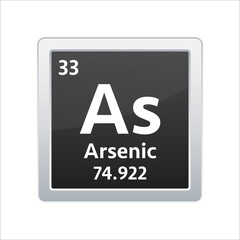 Arsenic symbol. Chemical element of the periodic table. Vector stock illustration.