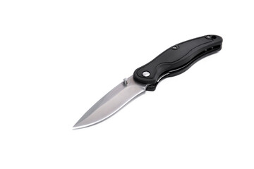 folding pocket knife on white background