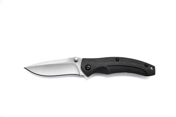 folding pocket knife on white background