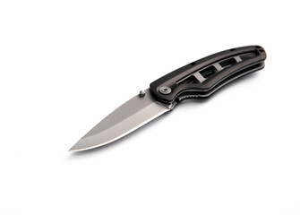 folding pocket knife on white background