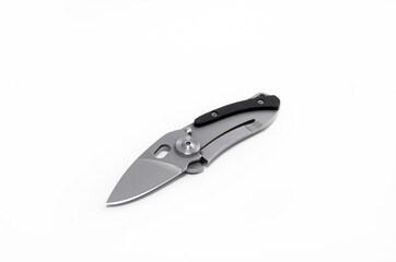 folding pocket knife on white background
