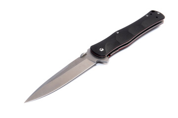 folding pocket knife on white background
