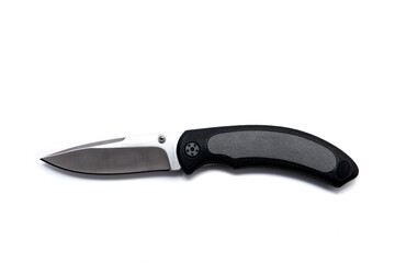 folding pocket knife on white background
