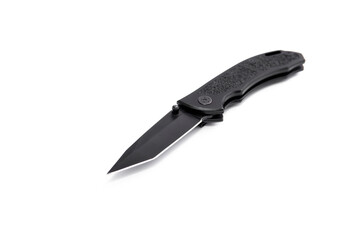 folding pocket knife on white background