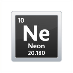 Neon symbol. Chemical element of the periodic table. Vector stock illustration.