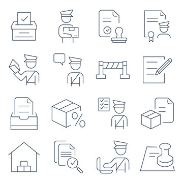 Customs  icons set.  Customs   pack symbol vector elements for infographic web