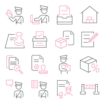 Customs  icons set.  Customs   pack symbol vector elements for infographic web