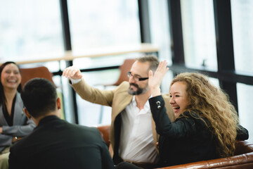 business manager team are meeting to discussion talk together in modern office