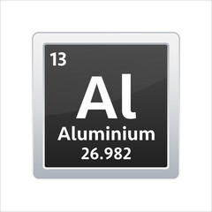 Aluminium symbol. Chemical element of the periodic table. Vector stock illustration.
