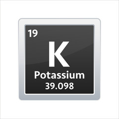 Potassium symbol. Chemical element of the periodic table. Vector stock illustration