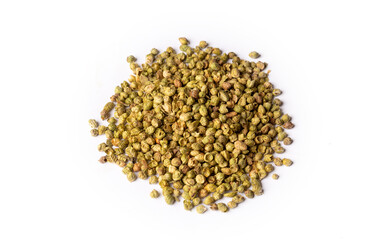 
Organic Heap of dried thyme seeds on a background.