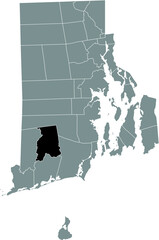 Black highlighted location map of the Richmond inside gray administrative map of the Federal State of Rhode Island, USA
