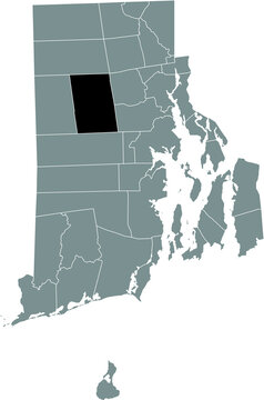 Black highlighted location map of the Scituate inside gray administrative map of the Federal State of Rhode Island, USA