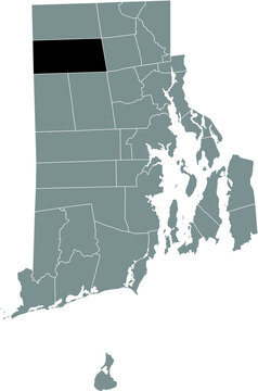 Black highlighted location map of the Glocester inside gray administrative map of the Federal State of Rhode Island, USA
