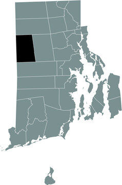 Black highlighted location map of the Foster inside gray administrative map of the Federal State of Rhode Island, USA