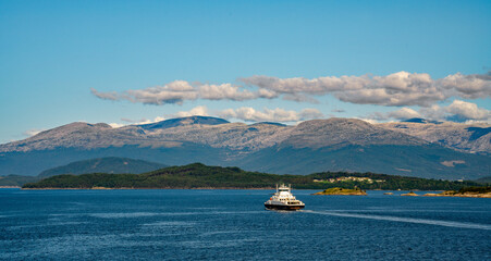 View over the fjord on a cruise between Bergen and Stavanger, Norway
