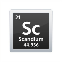 Scandium symbol. Chemical element of the periodic table. Vector stock illustration.