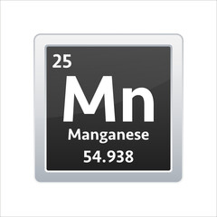 Manganese symbol. Chemical element of the periodic table. Vector stock illustration.
