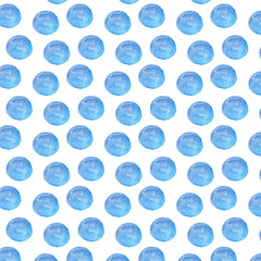 Blue watercolor round stain seamless pattern. Vector illustration