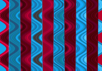 Fondo azul, rojo y negro con franjas verticales y ondas