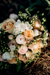 elegant wedding bouquet of fresh natural flowers