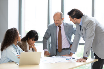 businesspeople team meeting and brainstorming works on the table in conference room